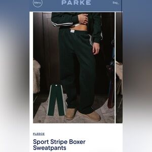 Brand New/Never Worn-Parke Dark Green Track Pants with White Side Stripes SzXL